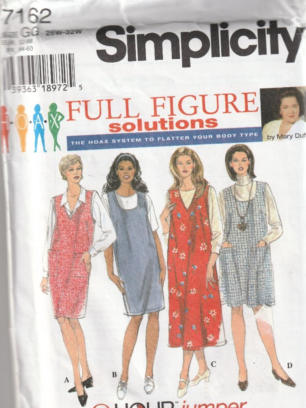 UNCUT Simplicity 7162 sewing pattern JUMPER dress PLUS SIZES 26W 28W 30W 32W